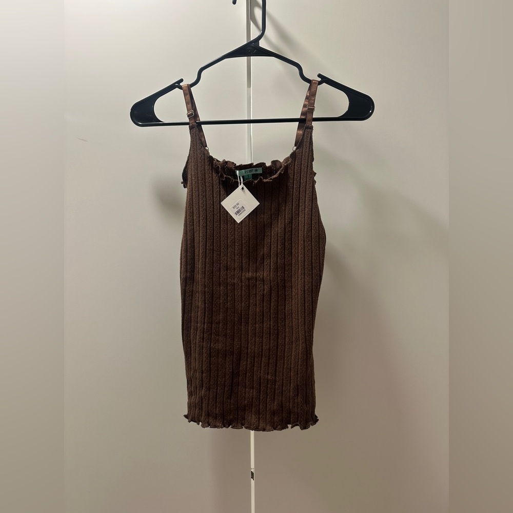 Elegant Brown Ribbed Camisole